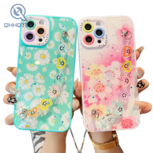 cute camera cover phone case for iphone with heart chain