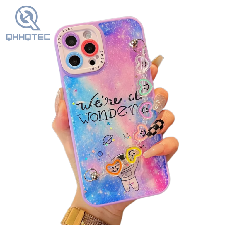 cute camera cover phone case for iphone with heart chain