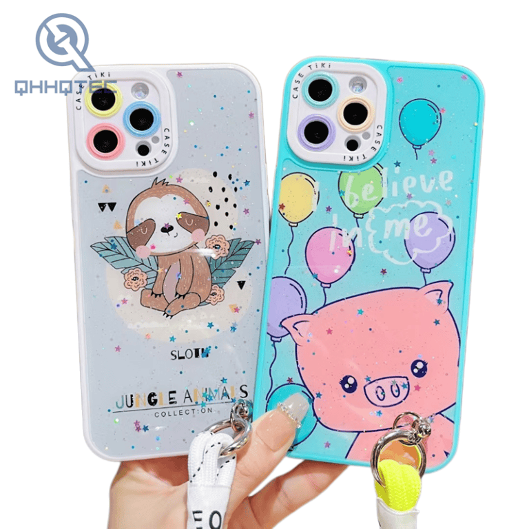 girl design case with lanyard for iphone