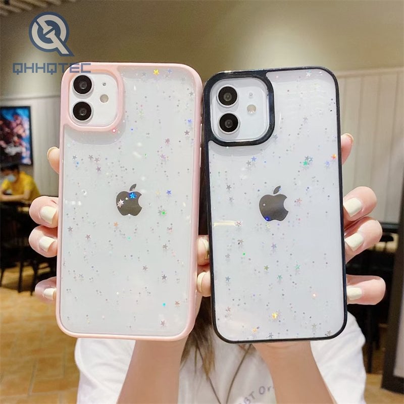 glitter drop glue transparent case/ glitter case for iphone