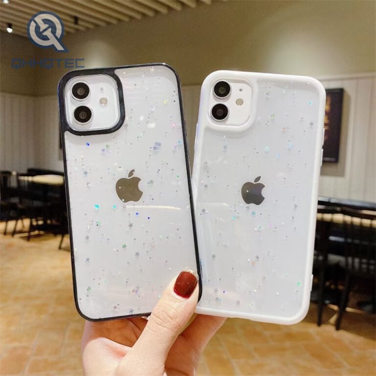glitter drop glue transparent case/ glitter case for iphone