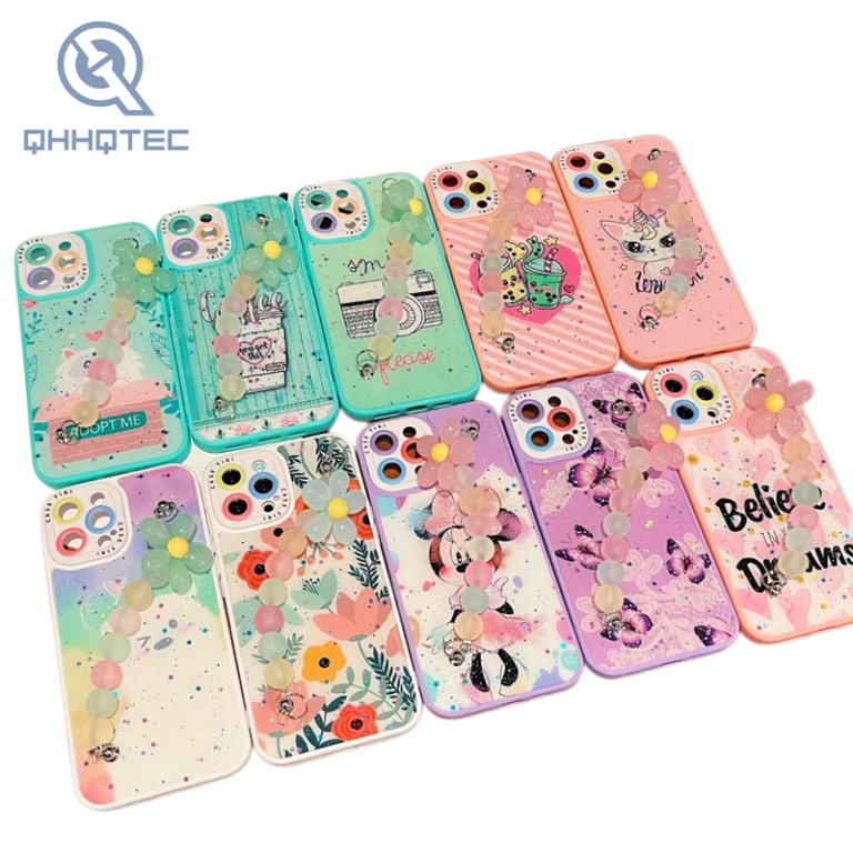 colorful phone cases with big pearl chain