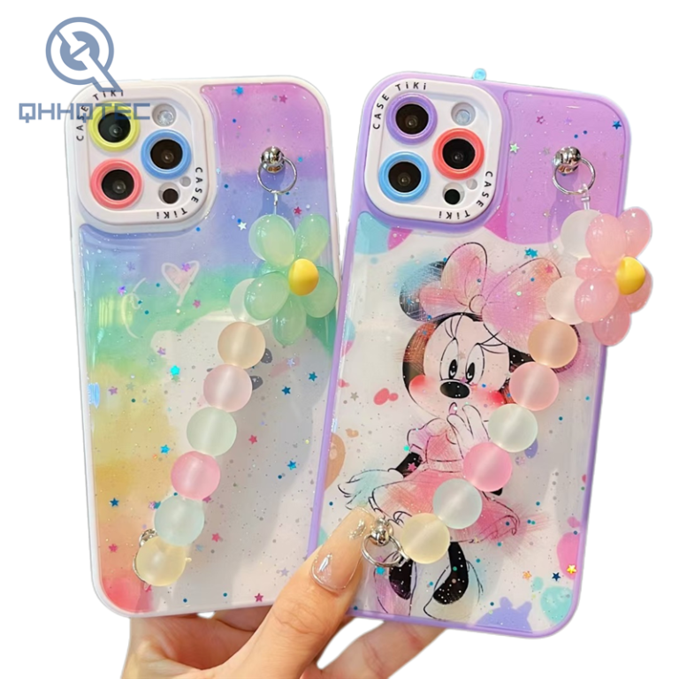colorful phone cases with big pearl chain