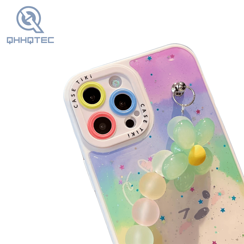 colorful phone cases with big pearl chain