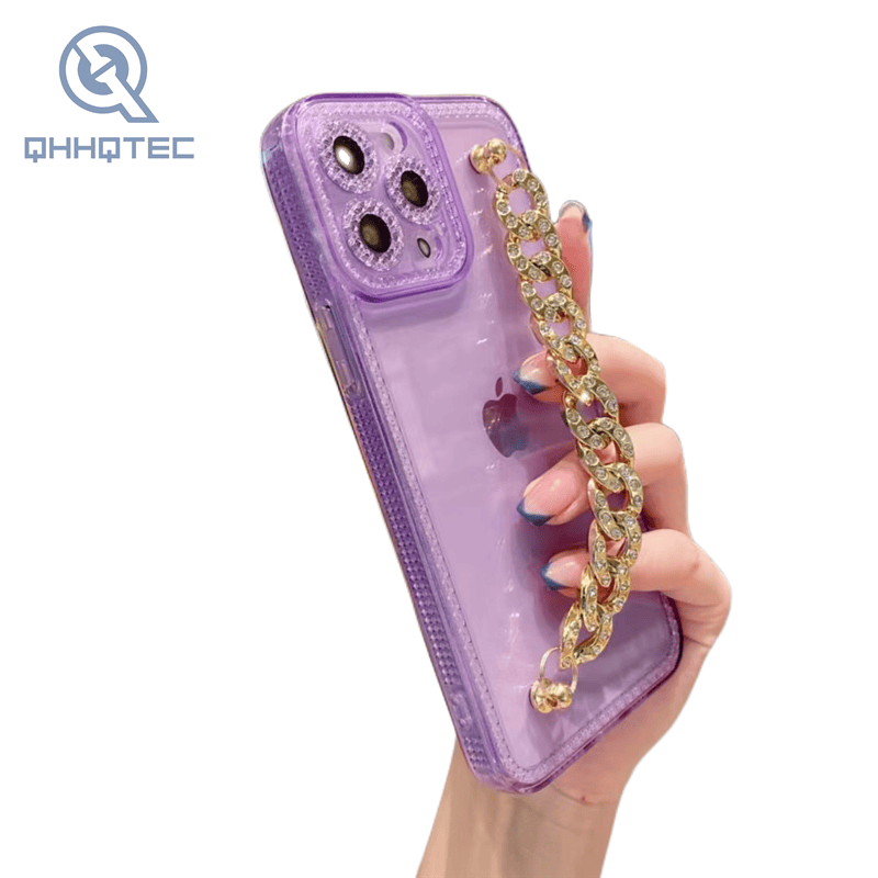 clear tpu case with diamond chain