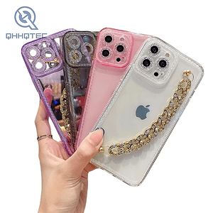clear tpu case with diamond chain