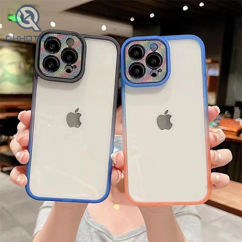 color changing diamond camera acrylic case for iphone
