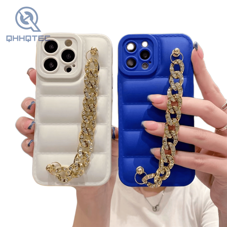 leather case with diamond chain