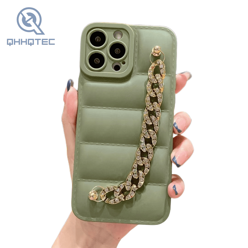 leather case with diamond chain