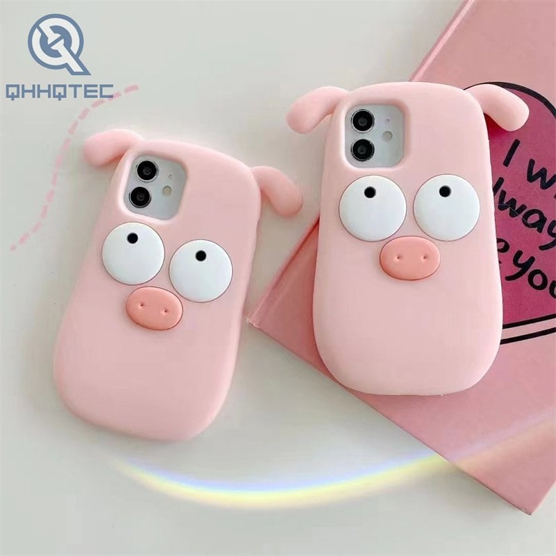 lovely pig pig silicone phone case