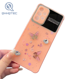 large window with bow and drip glue technology phone case for iphone 13 pro max