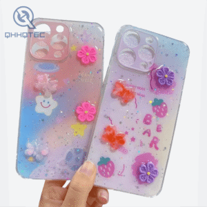cute phone case with small flower accessories for iphone 15