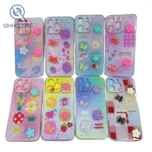 cute phone case with small flower accessories for iphone 15