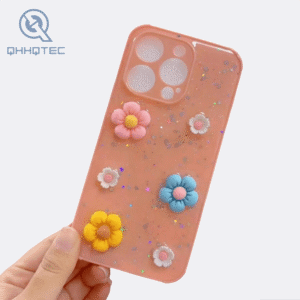 wildflower patterns with three dimensional sequin decoration cell phone case for iphone