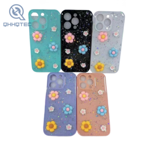 wildflower patterns with three dimensional sequin decoration cell phone case for iphone