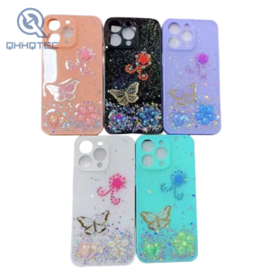 for iphone series,best phone case,expoxy case,rose butterfly,diamonds decoration