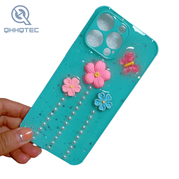 flowers butterfly 3d with decoration expoxy case for iphone