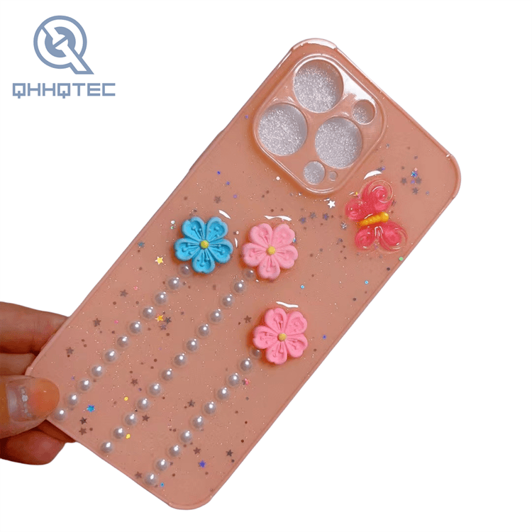 flowers butterfly 3d with decoration expoxy case for iphone