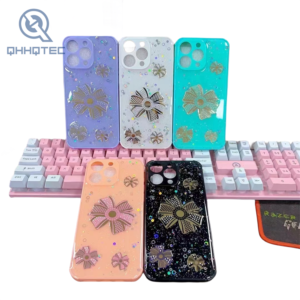 four fireworks with sequin decoration bright color trendy phone case for iphone