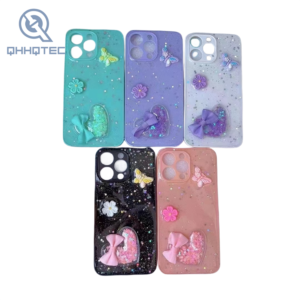 dreamy crystal heart 3d pattern with decoration for iphone trendy phone cases
