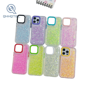 blocking color glitter sequin phone case for iphone 15 pro max customizable logo (复制)