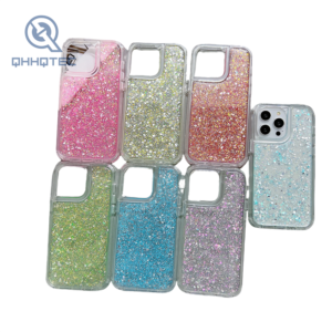 2 in 1 transparent single color glitter sequin phone case (复制)