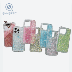 2 in 1 transparent single color glitter sequin phone case (复制)