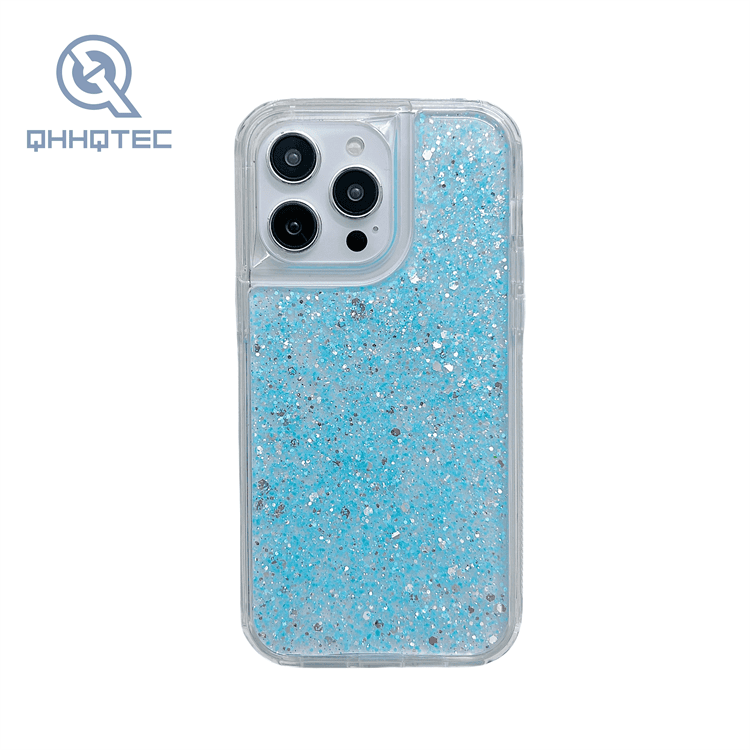 2 in 1 transparent single color glitter sequin phone case (复制)