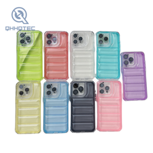 transparent down filled garment 2 in 1 case for iphone 15 pro max with screen protection