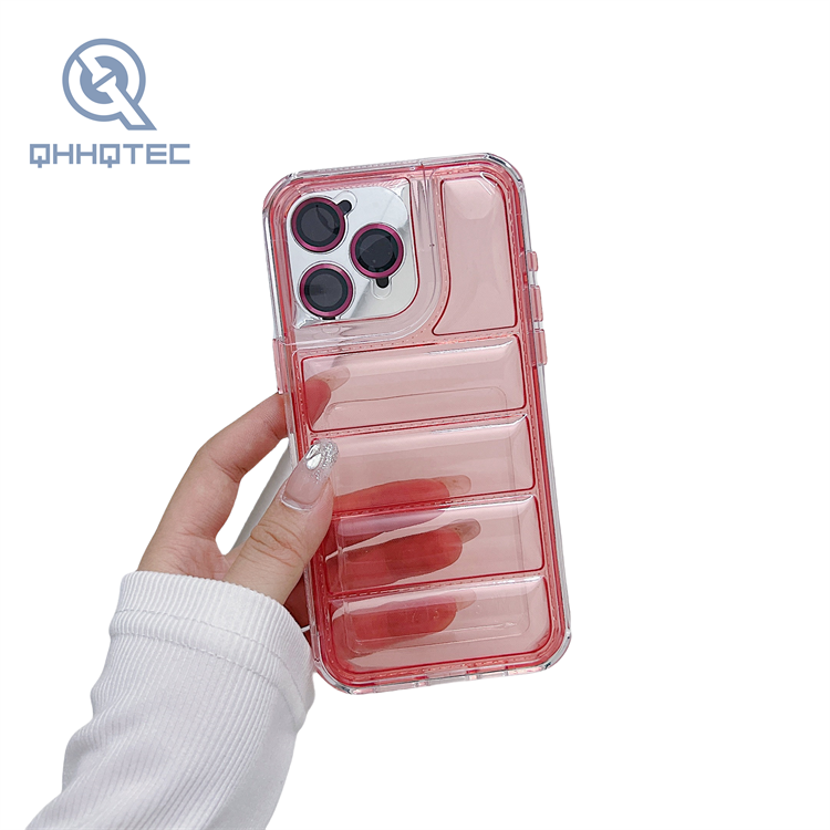 2 in 1 transparent down filled garment phone case for iphone 15 pro max with screen protection