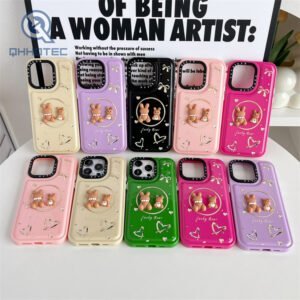 hot sale ins style 3d rabbit pattern 2 in 1 colorful phone case for iphone 15 pro max