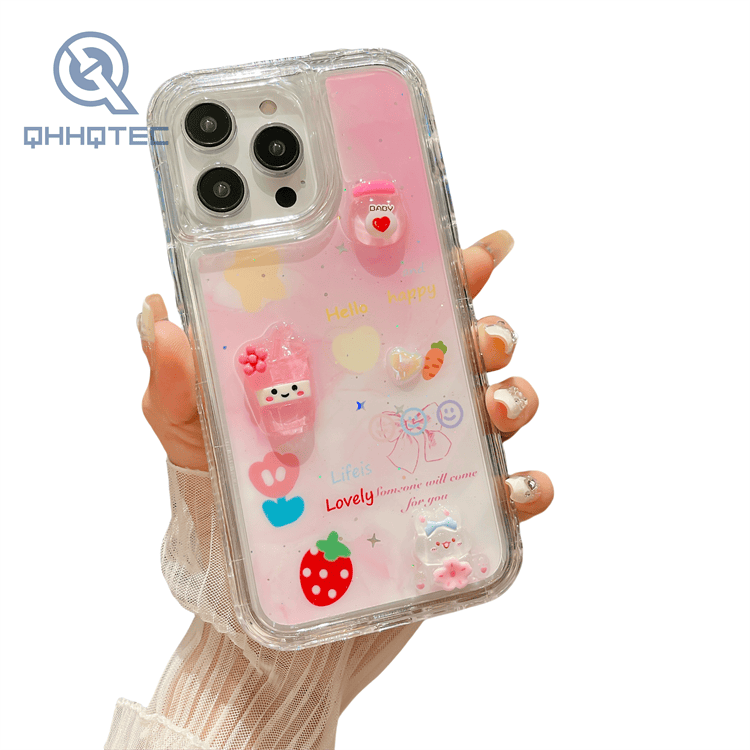 gradient color dripping 3 in 1 protection phone case for iphone 15 pro max with 3d patterns