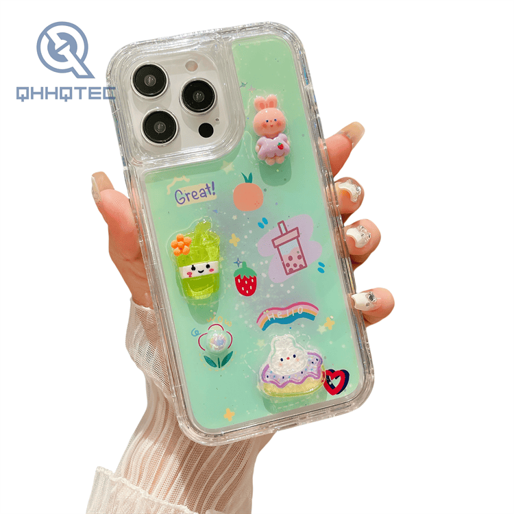 gradient color dripping 3 in 1 protection phone case for iphone 15 pro max with 3d patterns