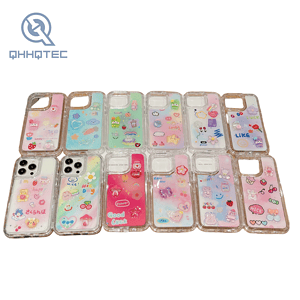 gradient color dripping 3 in 1 protection phone case for iphone 15 pro max with 3d patterns