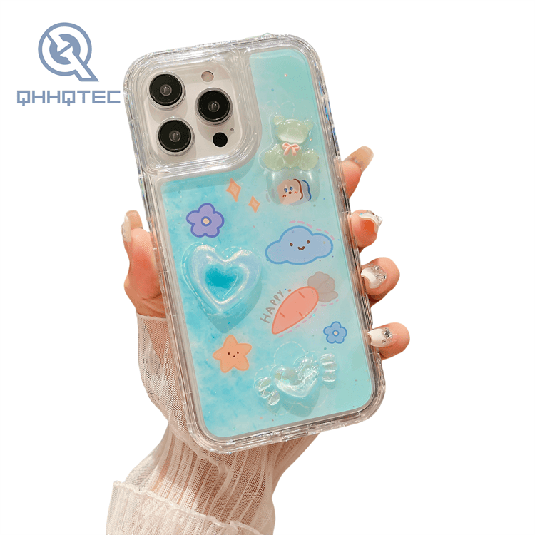 gradient color dripping 3 in 1 protection phone case for iphone 15 pro max with 3d patterns