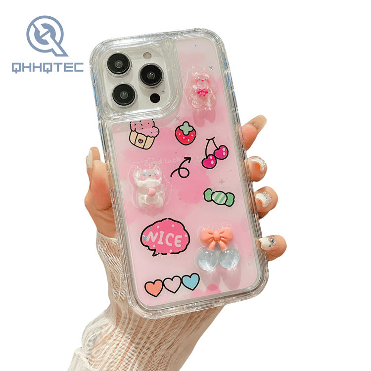 gradient color dripping 3 in 1 protection phone case for iphone 15 pro max with 3d patterns