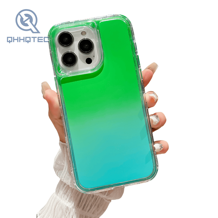 gradient color dripping 3 in 1 protection phone case for iphone 15 pro max with 3d patterns