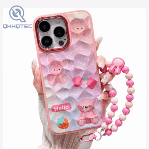 glitter decoration cute cartoon with bracelet phone cases for iphone