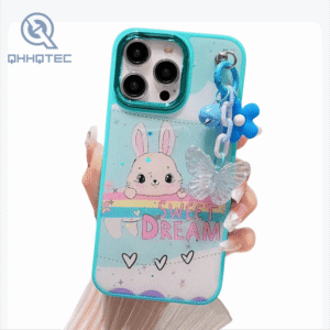 customized cartoon glitter with pendant phone cases for iphone 15 pro