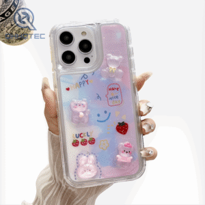 3 in 1 glitter with decoration phone cases for iphone