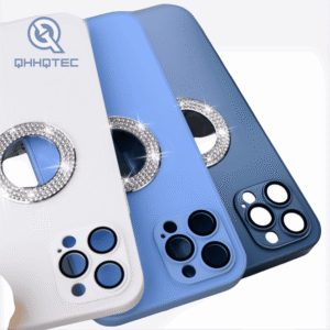 ag diamond frosted logo hole camera glass phone case for iphone