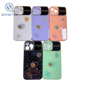 large window glitter love heart phone cases for iphone