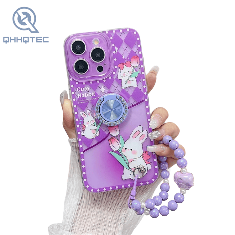 cartoon patterns girl beautiful cases with colorful bracket