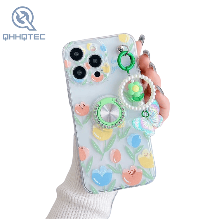 light foggy tint flowers girl case with decorative hanging