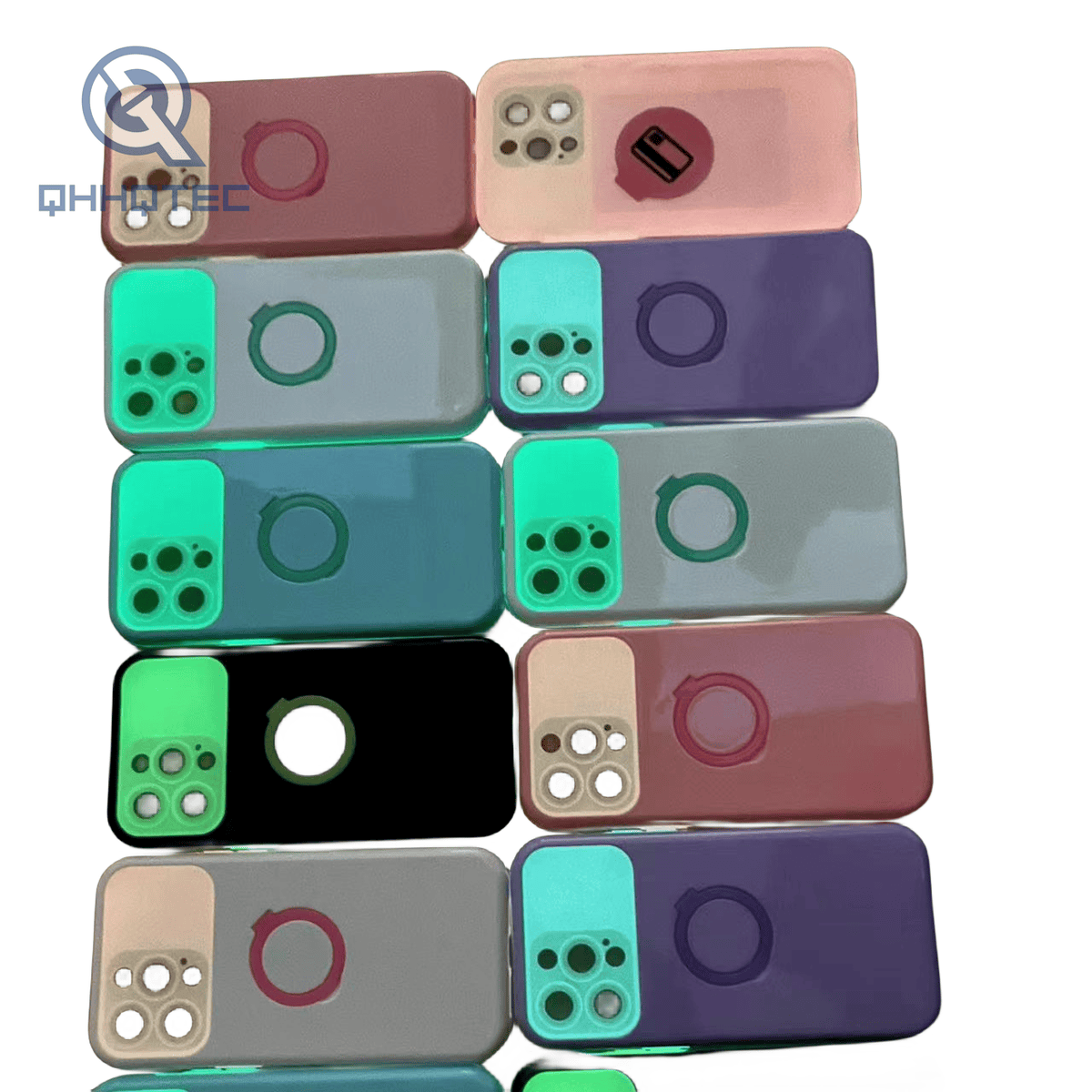 silicone + pc material glow in the dark finger ring holder phone case