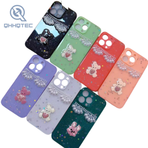 cute bear pearl glitter decoration phone cases for iphone