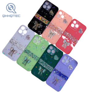 love heart butterfly knot glitter phone cases for iphone