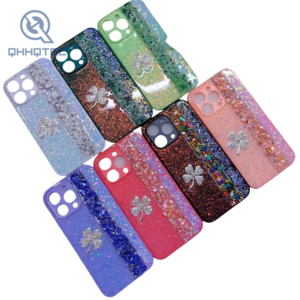 glitter shining rhinestone embellishment blocking colors women case