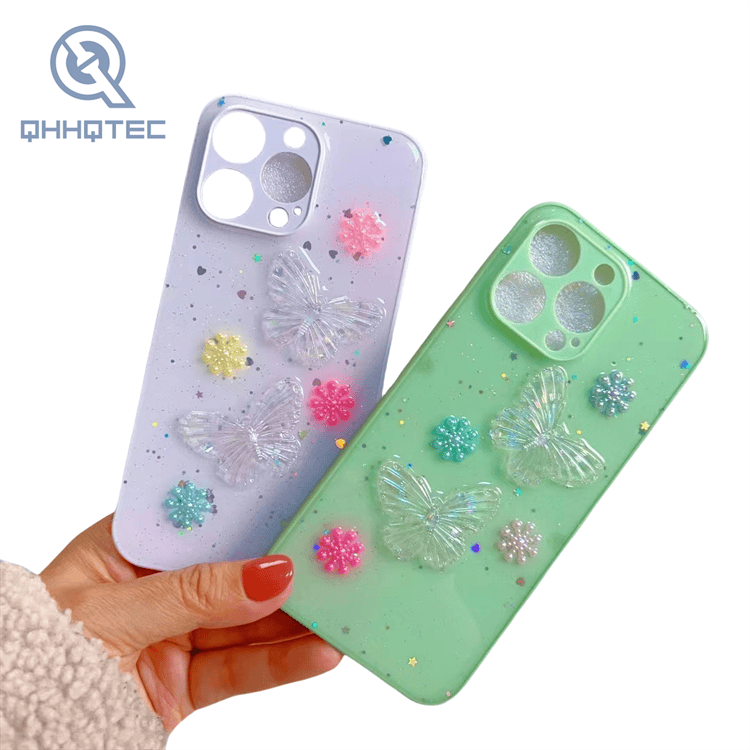 transparent shining butterfly decoration phone cases