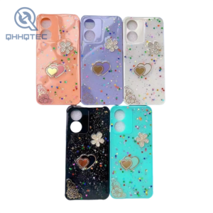 glitter flower two love heart phone cases for samsung